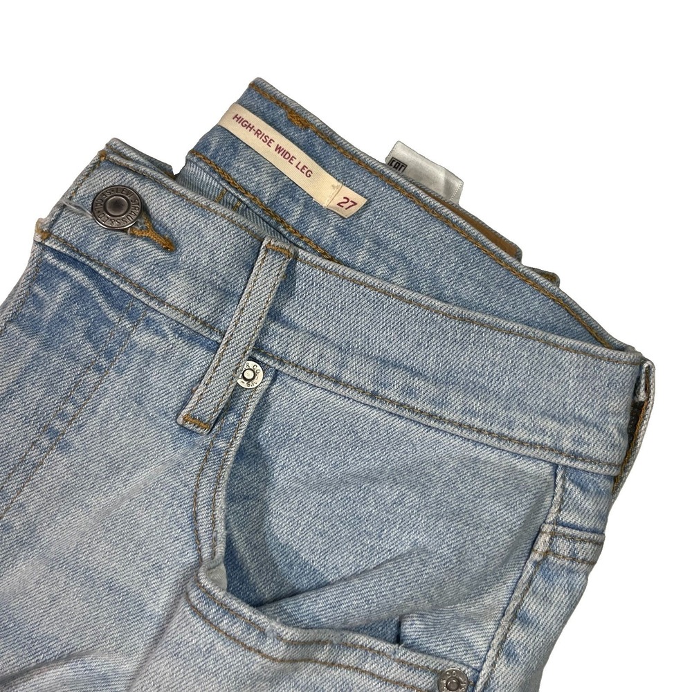 Levis Women's High Rise Wide Leg Light Wash Blue Jeans 27 X‎ 27 Stretch EUC